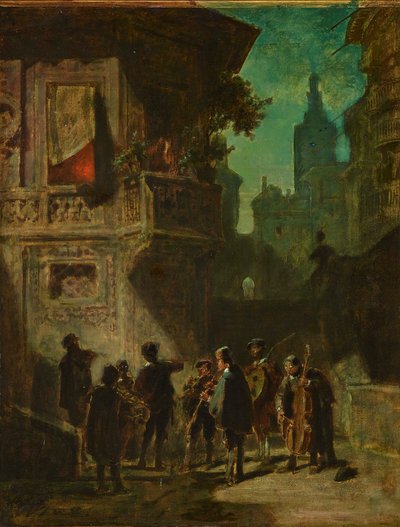 Spansk Serenade fra Barberen i Sevilla, ca 1856. af Carl Spitzweg
