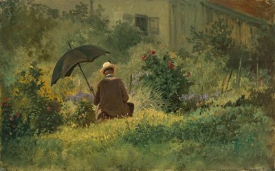 Maleren i haven, ca. 1860 (olie på lærred) af Carl Spitzweg