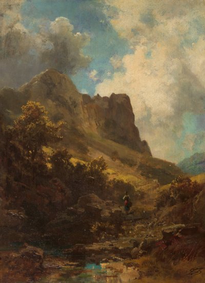 Valley Canyon med en mejeryme, ca. 1875. af Carl Spitzweg