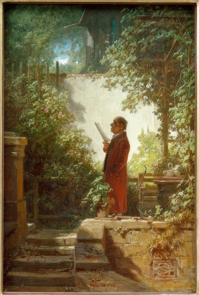 Avislæser i husets have af Carl Spitzweg
