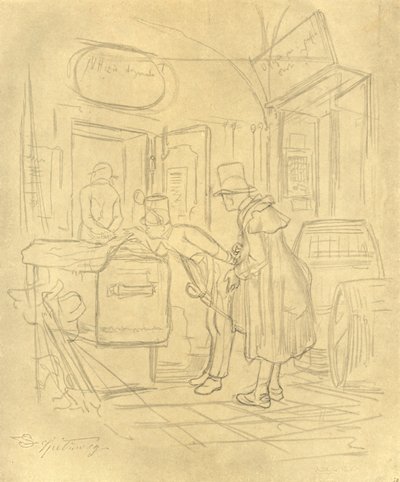 Zollvisitation I, midten af slutningen af det 19. århundrede, c1924. af Carl Spitzweg