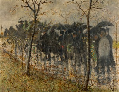 begravelsesoptog i regnen af Carl Strathmann