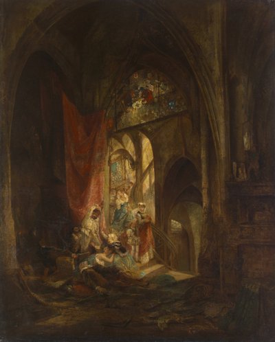 Scene på slotstrappen af Carl Theodor von Piloty