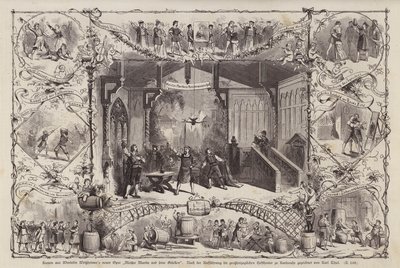 Scener fra den tyske komponist Wendelin Weissheimers opera Meister Martin und Seine Gesellen (Master Martin and His Companions), opført på Grossherzoglichen Hoftheater, Karlsruhe, Tyskland (gravering) af Carl Thiel