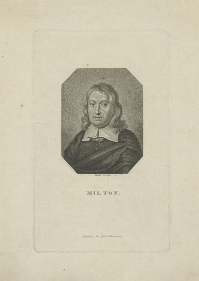 Portræt af digteren John Milton 1608-1674, ca 1818-1821. af Carl Traugott Riedel