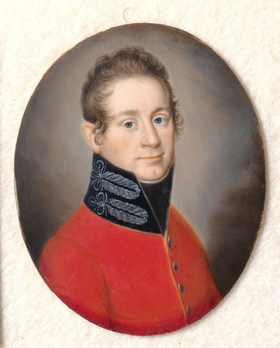 Portræt af en ukendt mand i en rød uniform af Carl Viertel