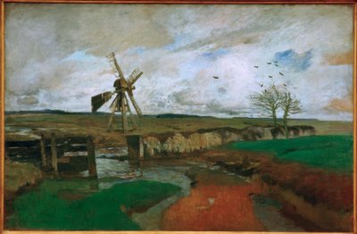 Landskab med vindmølle af Carl Vinnen