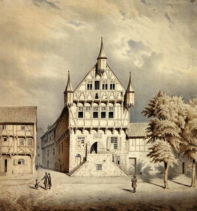 Fritzlar Rådhus (akvarel på papir) af Carl W.E. Fink