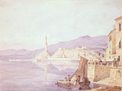 Havnen i Genova, 1835 af Carl Wilhelm Goetzloff