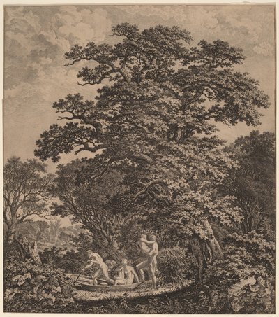 Landskab med nøgne billeder ombord på en båd af Carl Wilhelm Kolbe
