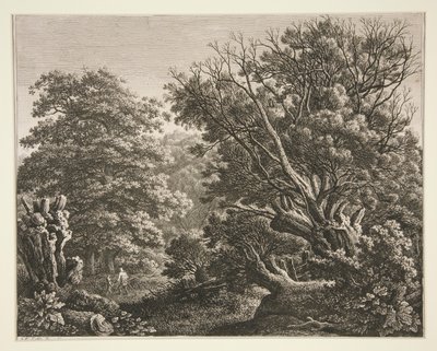 Landskab med knudret træ af Carl Wilhelm Kolbe the elder