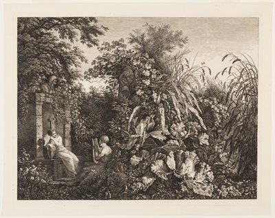 Ungdom, der spiller en Lyre til en Jomfru ved en Springvand af Carl Wilhelm Kolbe, the elder