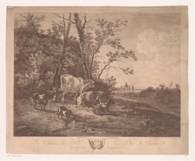 Landskab med kvæg Paturage Hollandois (titel på objekt) af Carl Wilhelm Weisbrod