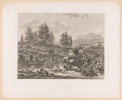 Vintage i et landskab la pleine vendange af Carl Wilhelm Weisbrod