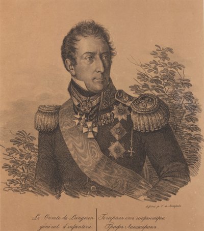 Portræt af grev Alexandre Andrault de Langeron 1763-1831, 1820. af Carl von Hampeln