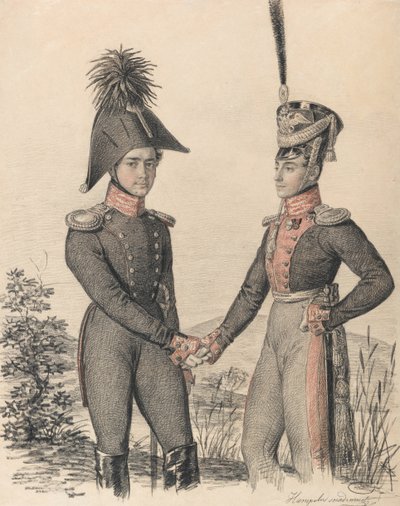 Portræt af Pyotr Petrovich Esipov 1797-1876 og Pavel Yakovlevich de Witte 1796-1864, tidligt 182 af Carl von Hampeln