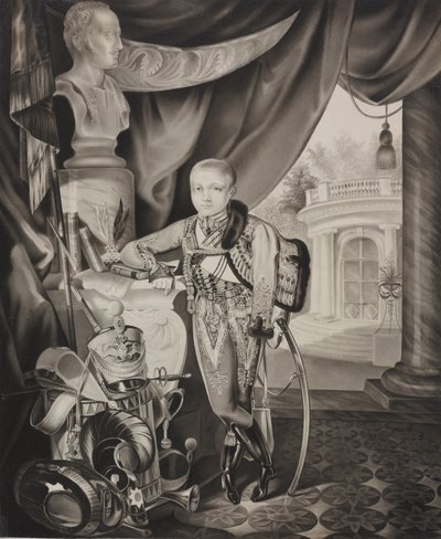 Portræt af kronprinsen Alexander Nikolayevich 1818-1881, 1827. af Carl von Hampeln