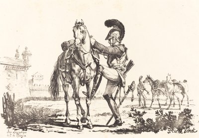Karabiner sætter en hest op af Carle Vernet