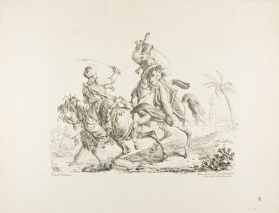 Hussard dræber en mameluk med en sabel af Carle Vernet