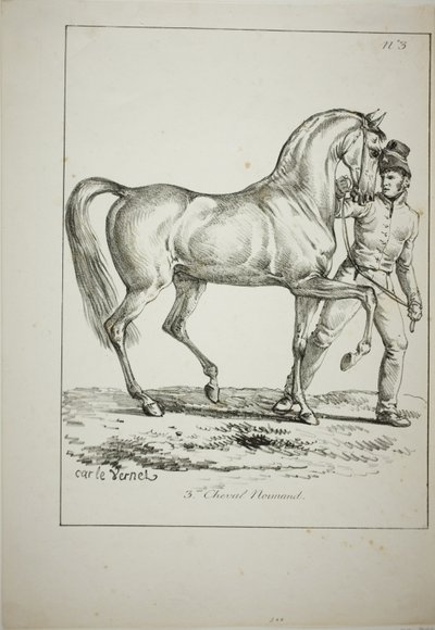 Royal Guard, Norman Cavalier, ikke i fuld kjole, og hest, nr. 3 af Carle Vernet