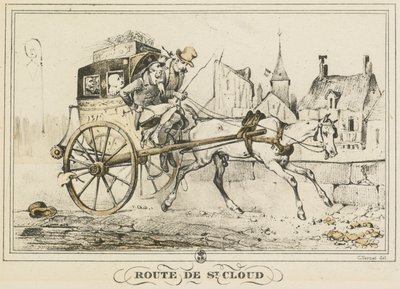 Scener i dagligdagen, veje og stier: Road to Saint-Cloud..., 1816. af Carle Vernet