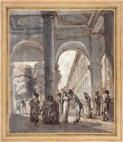 Det kongelige palads i 1810 (blæk på papir) af Carle Vernet