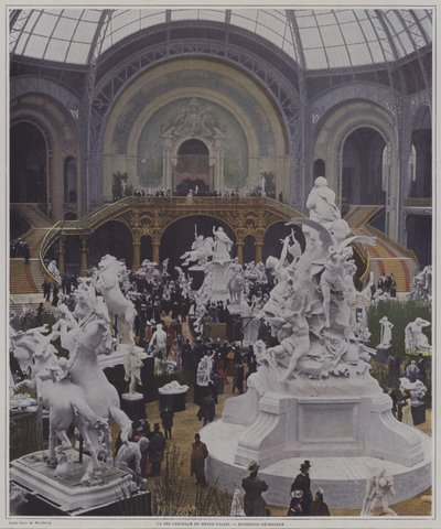 Centralskib i Grand Palais ved Exposition Universelle 1900, Paris (farvefoto) af Carle de Mazibourg