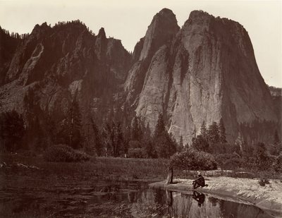 Cathedral Rocks, Yosemite, ca. 1872, trykt ca. 1876. af Carleton E. Watkins.