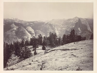 The Domes, fra Sentinel Domes, Yosemite, ca. 1865-1866. af Carleton E. Watkins
