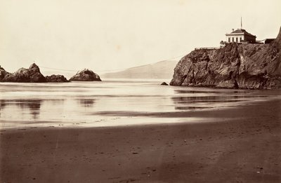 Cliff House and Seal Rock, 1868-69, trykt ca. 1876. af Carleton Emmons Watkins