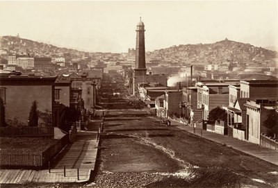 First Street, San Francisco, 1864, trykt ca. 1876. af Carleton Emmons Watkins