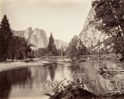Ser ned ad Yosemite Valley, ca. 1872, trykt ca. 1876. af Carleton Emmons Watkins