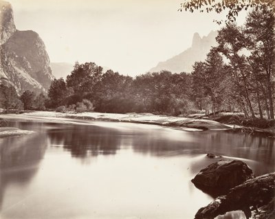 Kigger op i Yosemite Valley, ca. 1872, trykt ca. 1876. af Carleton Emmons Watkins
