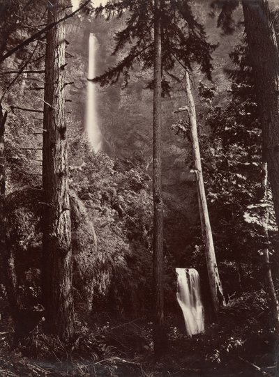 Multnomah Falls, Oregon, 1867, trykt senere. af Carleton Emmons Watkins