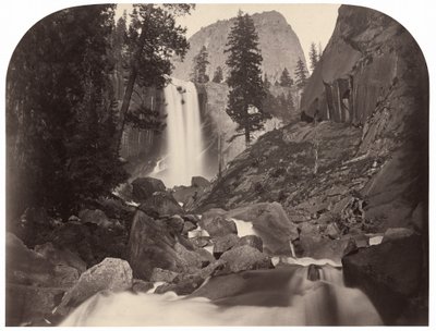 Piwyac, Vernal Fall, 300 fod, Yosemite, 1861. af Carleton Emmons Watkins