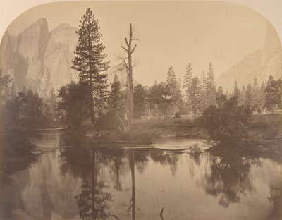 River View Down Valley, Cathedral Rock til venstre, 1861. af Carleton Emmons Watkins