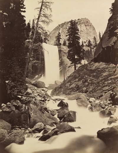 Vernal Fall, Yosemite, 1865-66, trykt ca. 1875. af Carleton Emmons Watkins