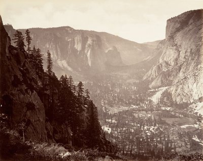 Yosemite Valley fra Glacier Point, ca. 1872, trykt ca. 1876. af Carleton Emmons Watkins