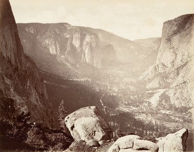 Yosemite Valley fra Union Point, ca. 1872, trykt ca. 1876. af Carleton Emmons Watkins