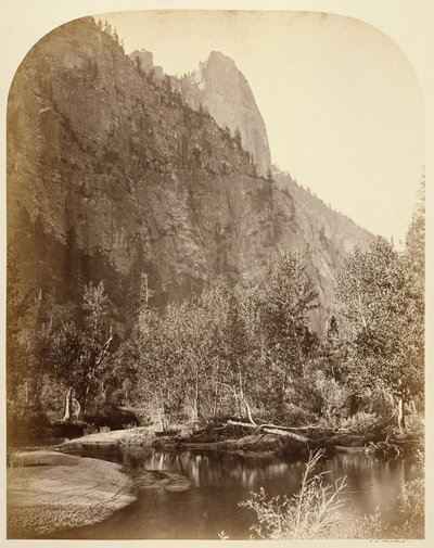 Sentinel (udsigt ned ad dalen) 3270 ft. Yo Semite. af Carleton Watkins