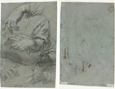 Studier af hænder (recto); Skitse af et barns hoved (verso) af Carletto Caliari