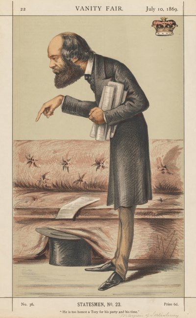 Vanity Fair: Statesman, nr. 23 Han er for ærlig en Tory til sit parti og sin tid, 1869. af Carlo