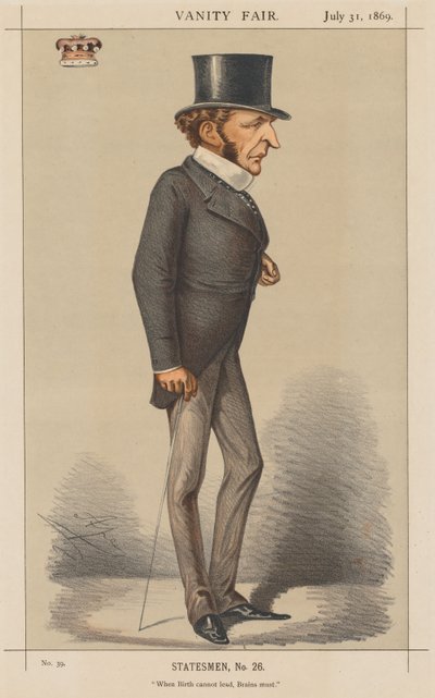 Vanity Fair: Statsmand nr. 26 When Birth cannot lead, Brains must., 1869. af Carlo