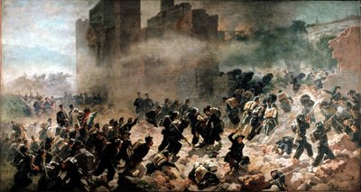 La breche de la Porta Pia, Rom (20. september 1870) - Maleri af Carlo Ademollo (1825-1911), olie på lærred. Milano, Risorgimentos museum af Carlo Ademollo