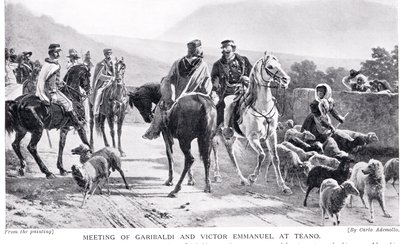 Møde mellem Garibaldi og Victor Emmanuel på Teano, illustration fra 