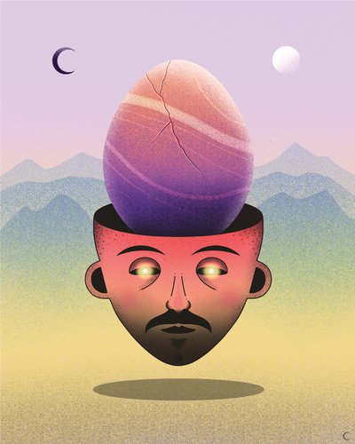 Det rigtige tidspunkt at meditere på, 2020 (digital illustration) af Carlo Alberto Giardina