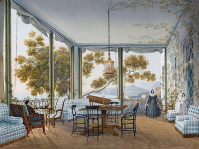 Interiør i Naryshkin-paladset i Miskhor, 1841-1842. af Carlo Bossoli