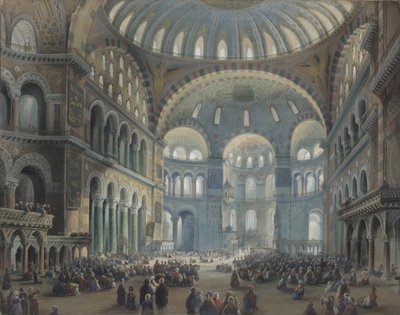Interiør af Hagia Sophia i Konstantinopel af Carlo Bossoli