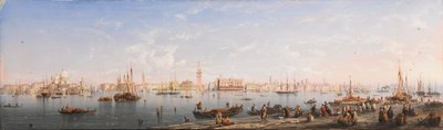 Panoramaudsigt over Venedig (tempera på papir) af Carlo Bossoli