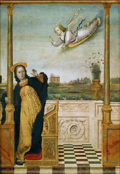 Bebudelsen. Midterpanelet i et triptykon (maleri på træ) af Carlo Braccesco